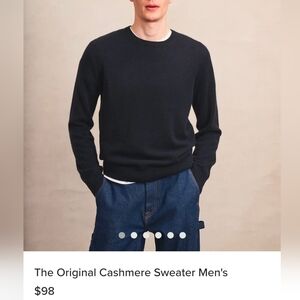 NAADAM Men's 100% Cashmere Crewneck Sweater - Dark Blue Size Small
